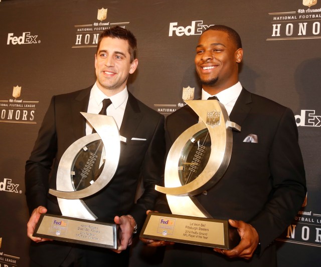 XXX poses in the press room the 4th annual NFL Honors at the Phoenix Convention Center Symphony Hall on Saturday, Jan. 1, 2015. (Photo by Colin Young-Wolff/Invision for NFL/AP Images)